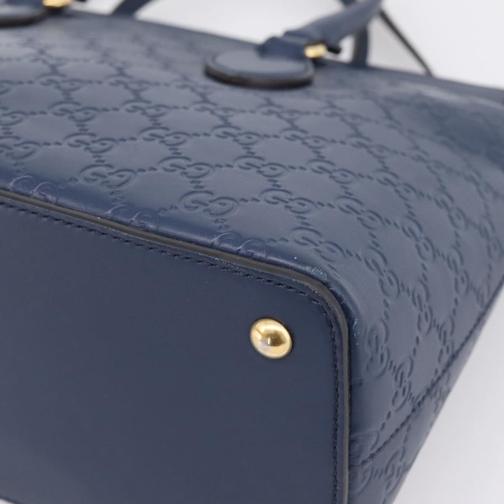 GUCCI GuccissimaGG Hand Bag Leather 2way Navy Gold Tone 409534 Auth ep16714V