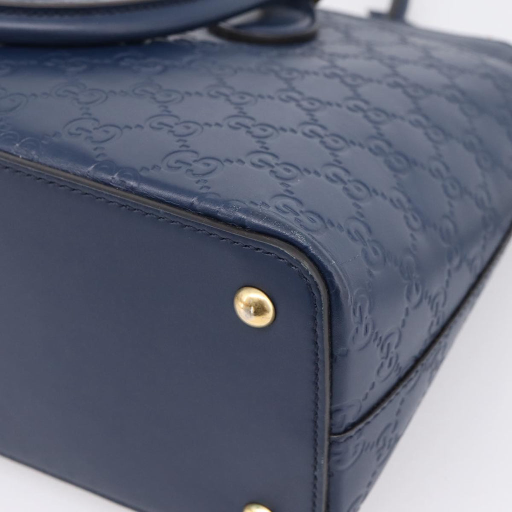 GUCCI GuccissimaGG Hand Bag Leather 2way Navy Gold Tone 409534 Auth ep16714V