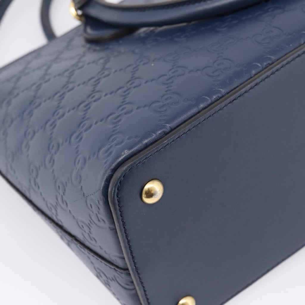GUCCI GuccissimaGG Hand Bag Leather 2way Navy Gold Tone 409534 Auth ep16714V