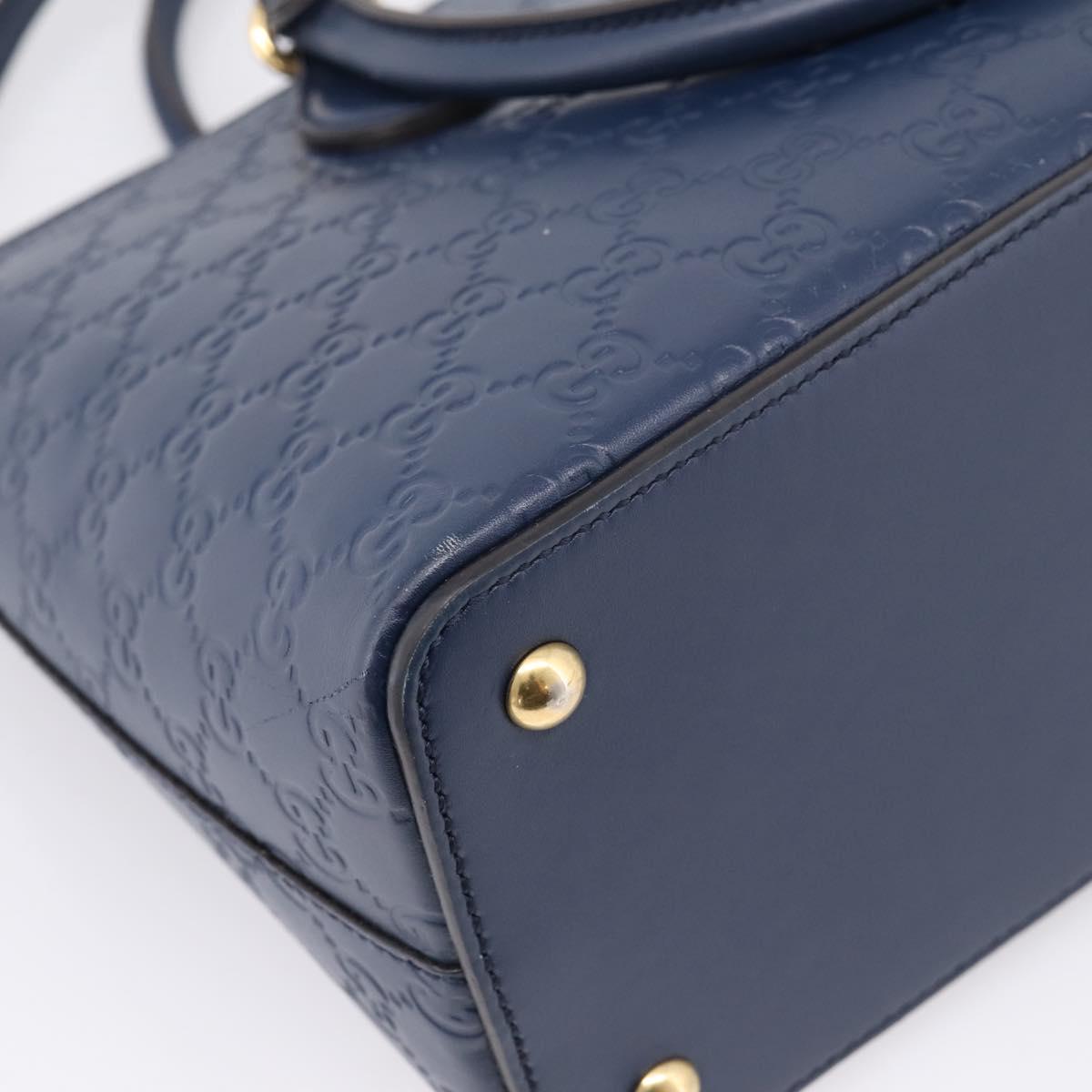 GUCCI GuccissimaGG Hand Bag Leather 2way Navy Gold Tone 409534 Auth ep16714V