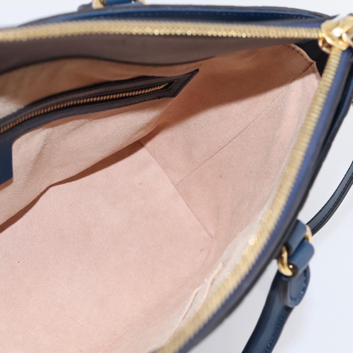 GUCCI GuccissimaGG Hand Bag Leather 2way Navy Gold Tone 409534 Auth ep16714V