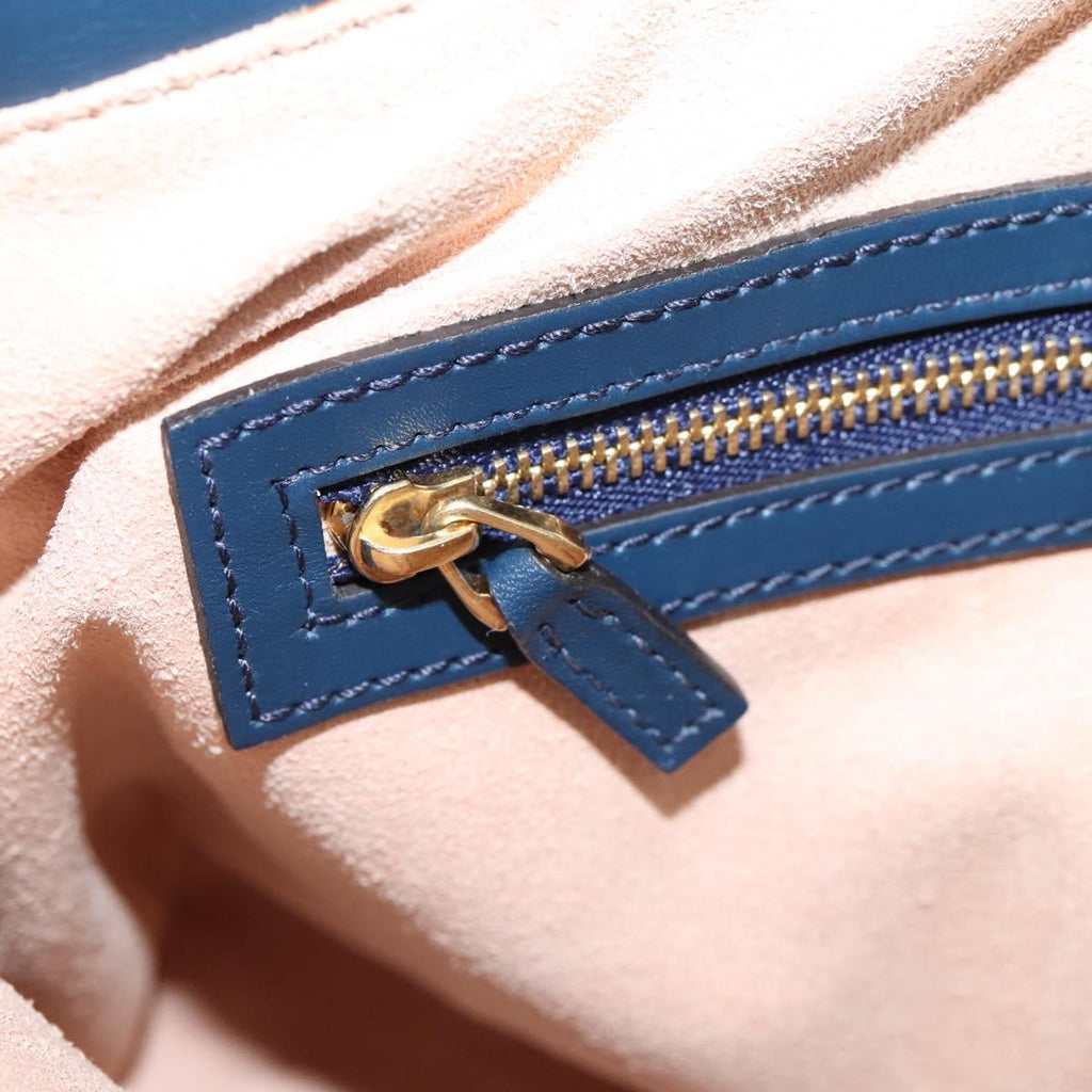 GUCCI GuccissimaGG Hand Bag Leather 2way Navy Gold Tone 409534 Auth ep16714V