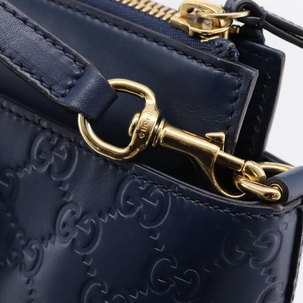 GUCCI GuccissimaGG Hand Bag Leather 2way Navy Gold Tone 409534 Auth ep16714V