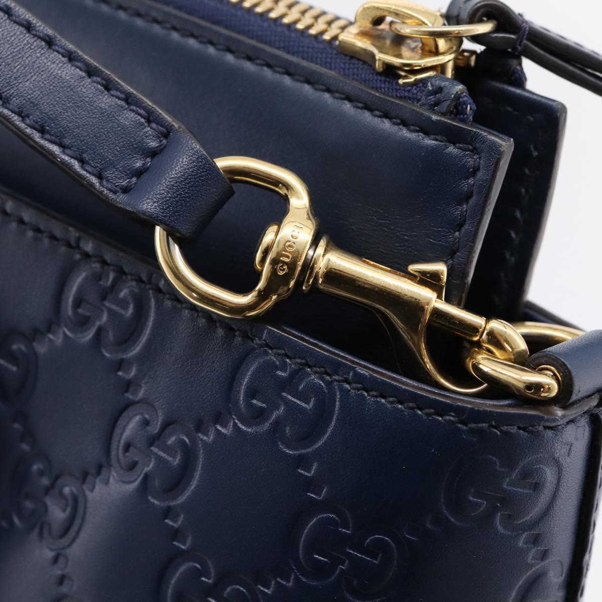 GUCCI GuccissimaGG Hand Bag Leather 2way Navy Gold Tone 409534 Auth ep16714V