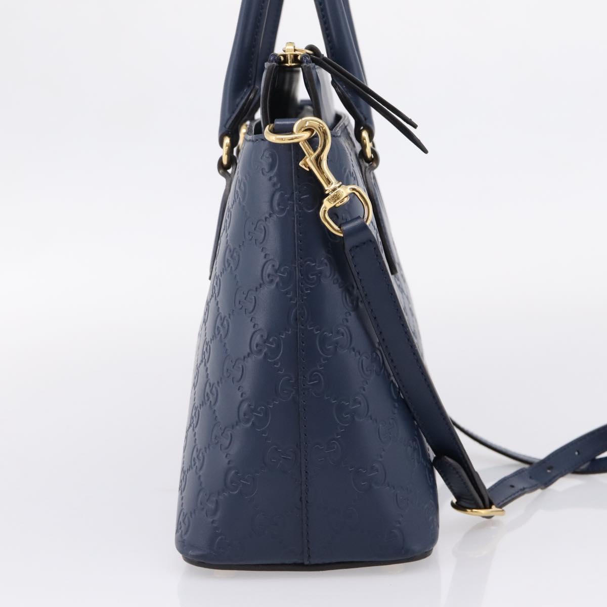 GUCCI GuccissimaGG Hand Bag Leather 2way Navy Gold Tone 409534 Auth ep16714V
