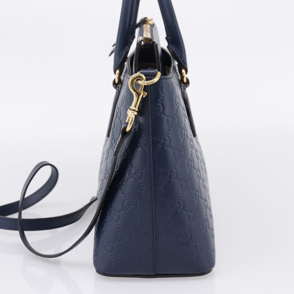 GUCCI GuccissimaGG Hand Bag Leather 2way Navy Gold Tone 409534 Auth ep16714V