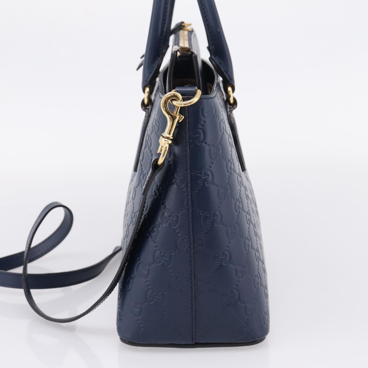 GUCCI GuccissimaGG Hand Bag Leather 2way Navy Gold Tone 409534 Auth ep16714V