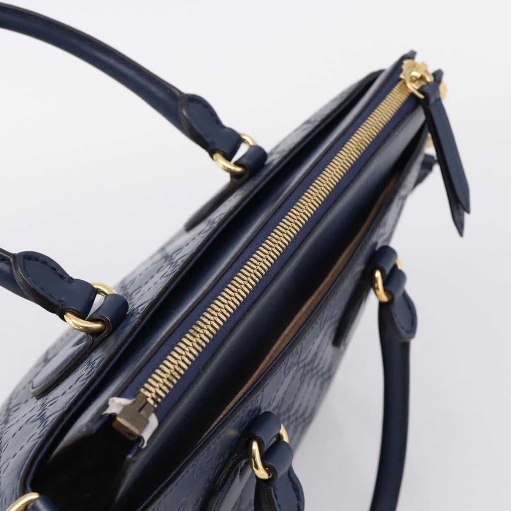 GUCCI GuccissimaGG Hand Bag Leather 2way Navy Gold Tone 409534 Auth ep16714V