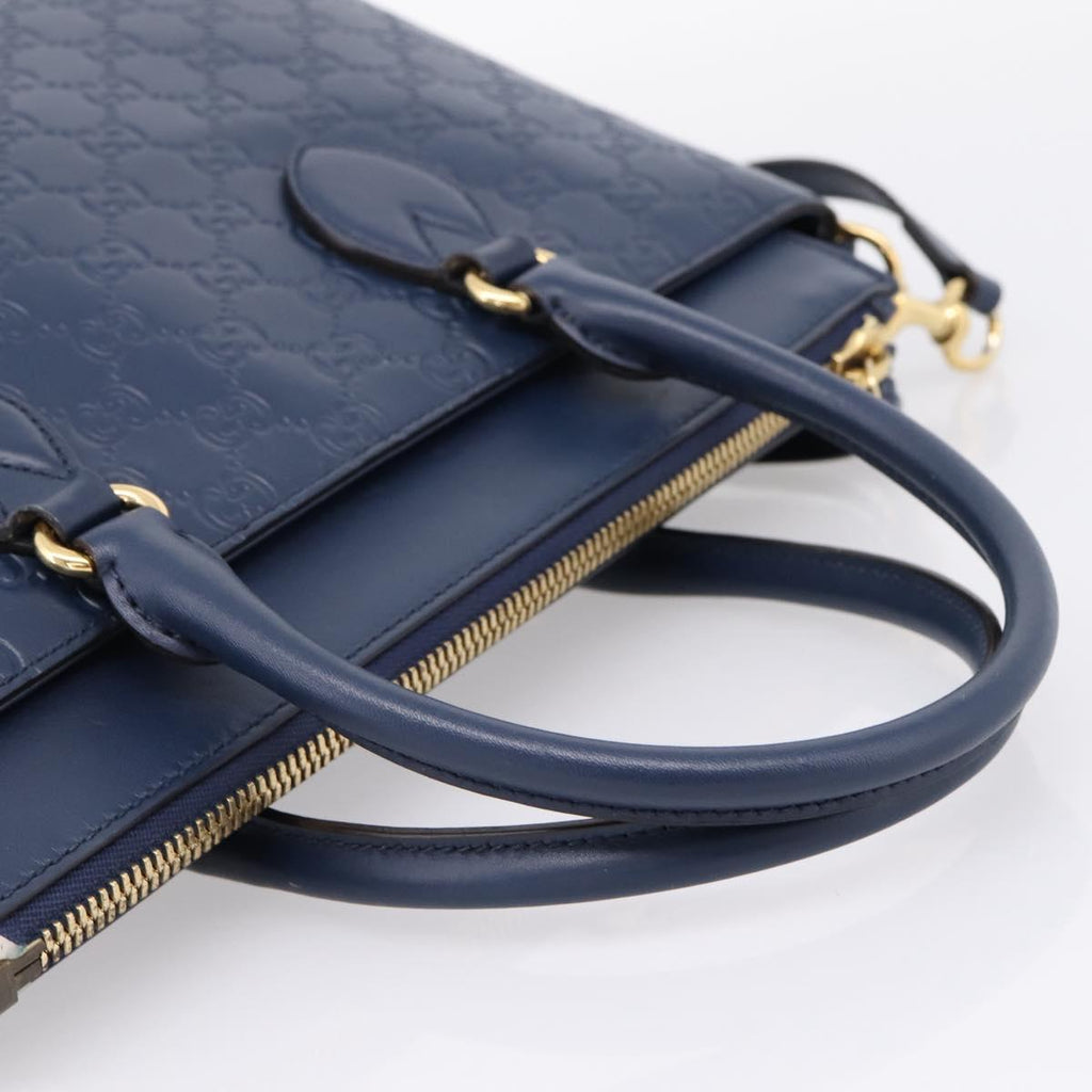 GUCCI GuccissimaGG Hand Bag Leather 2way Navy Gold Tone 409534 Auth ep16714V
