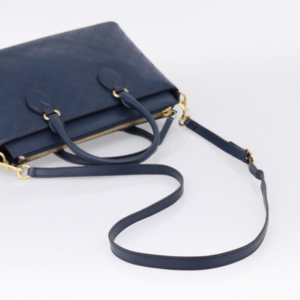 GUCCI GuccissimaGG Hand Bag Leather 2way Navy Gold Tone 409534 Auth ep16714V