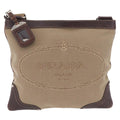 PRADA Shoulder Bag Canvas Beige Silver Auth ep16765