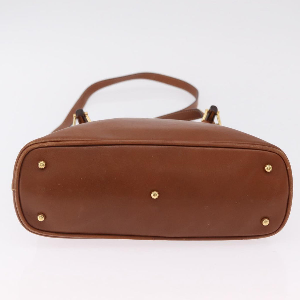 GUCCI Bamboo Hand Bag Leather 2way Brown Gold 000 3780 0290 Auth ep16872