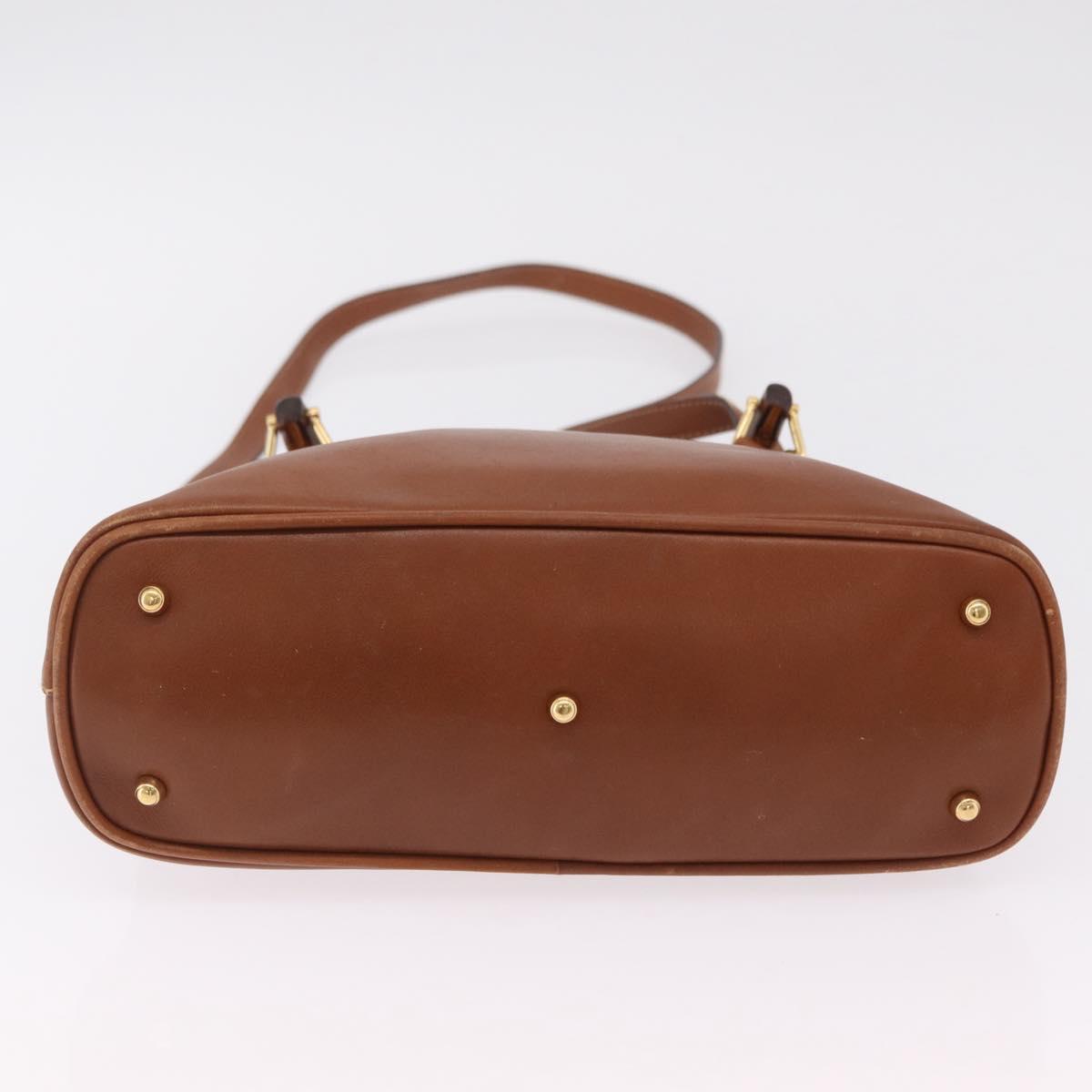 GUCCI Bamboo Hand Bag Leather 2way Brown Gold 000 3780 0290 Auth ep16872