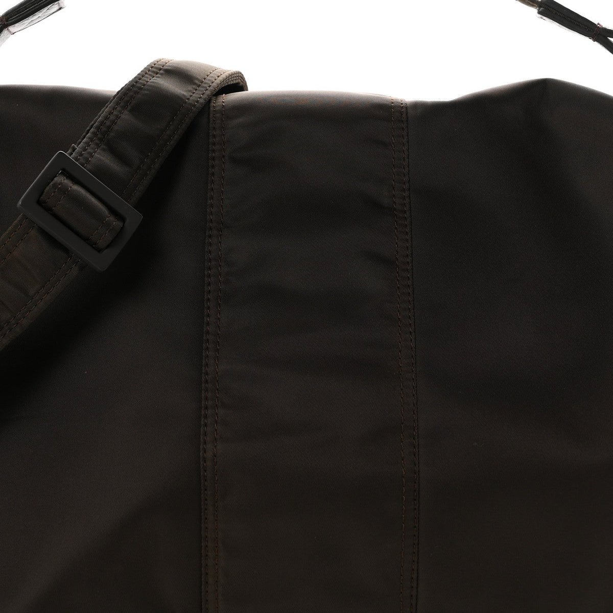Econyl Nylon Cuoio Romano Monochrome Large Baguette Messenger Bag Ebano
