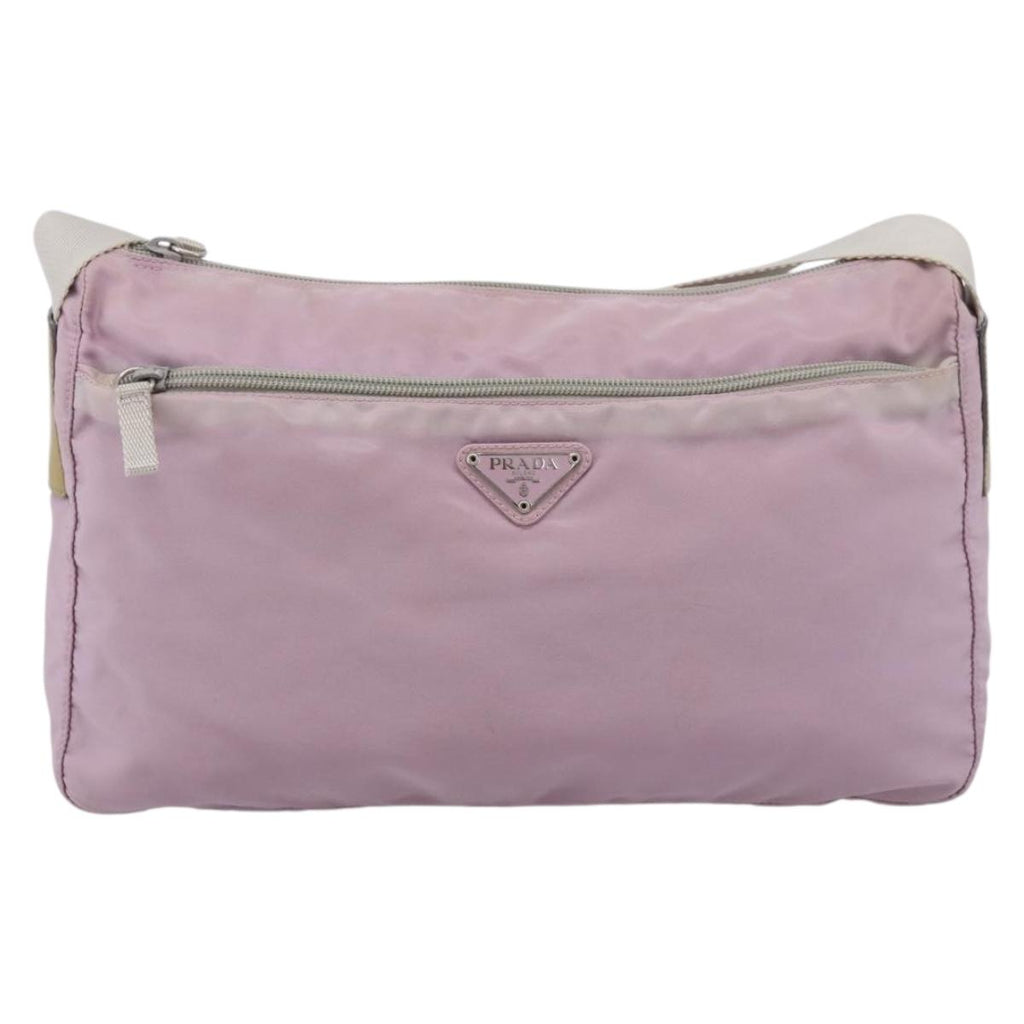PRADA Shoulder Bag Nylon Pink Silver Auth hk4231