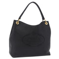 PRADA Shoulder Bag Leather Black Gold Tone Auth ka6289M