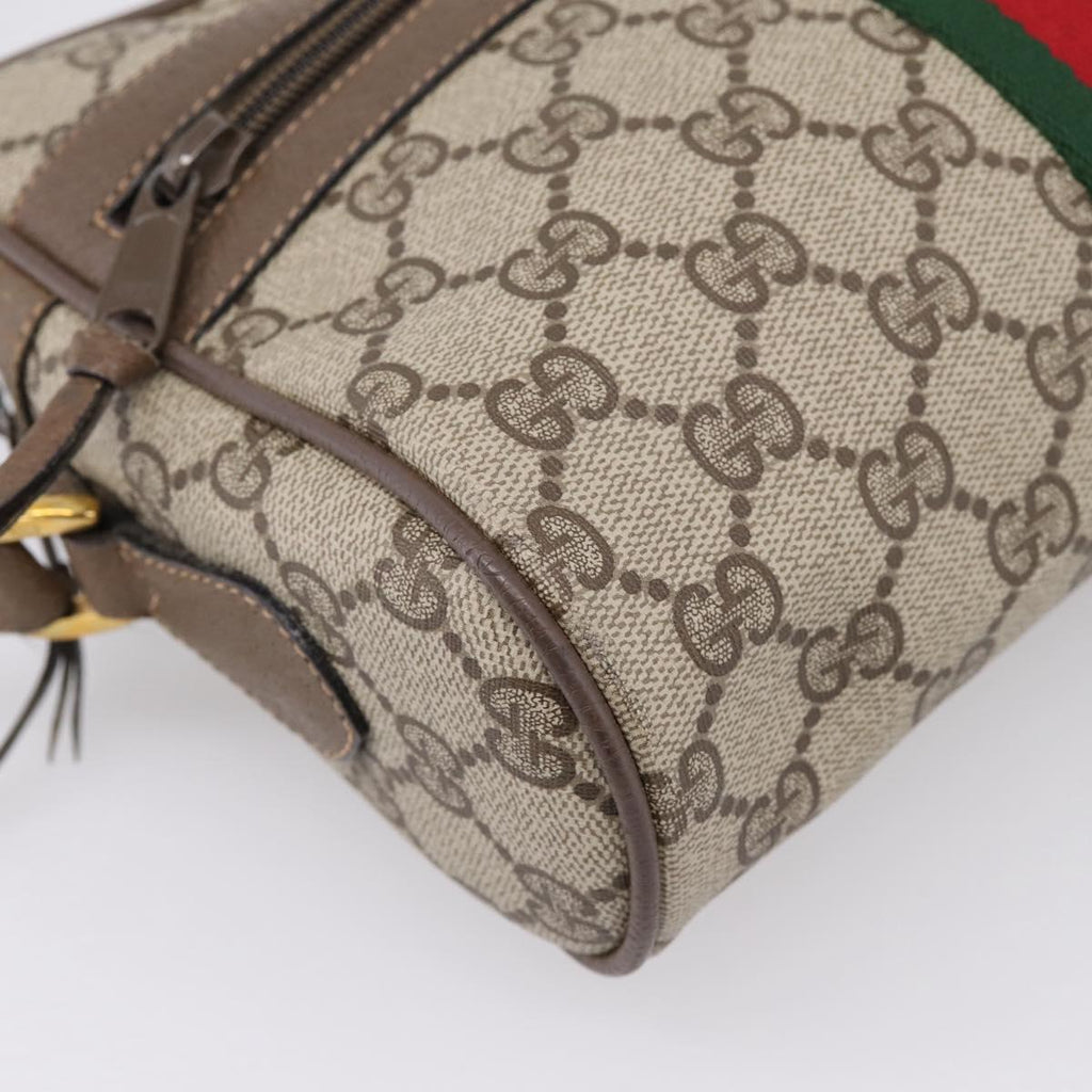 GUCCI GG Supreme Web Sherry Line Shoulder Bag PVC Beige 98 02 004 Auth ka6747