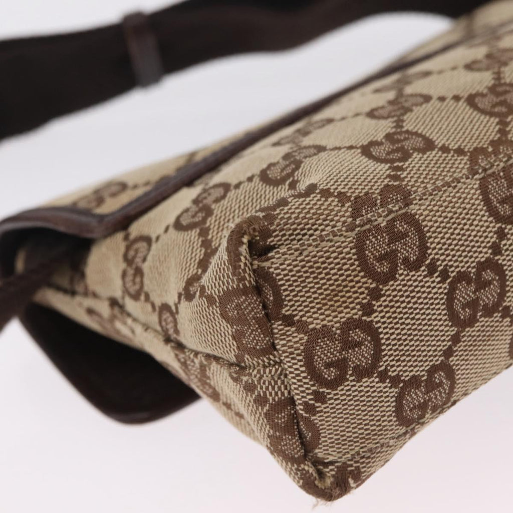 GUCCI GG Canvas Waist bag Beige Silver 92543 Auth ka6823