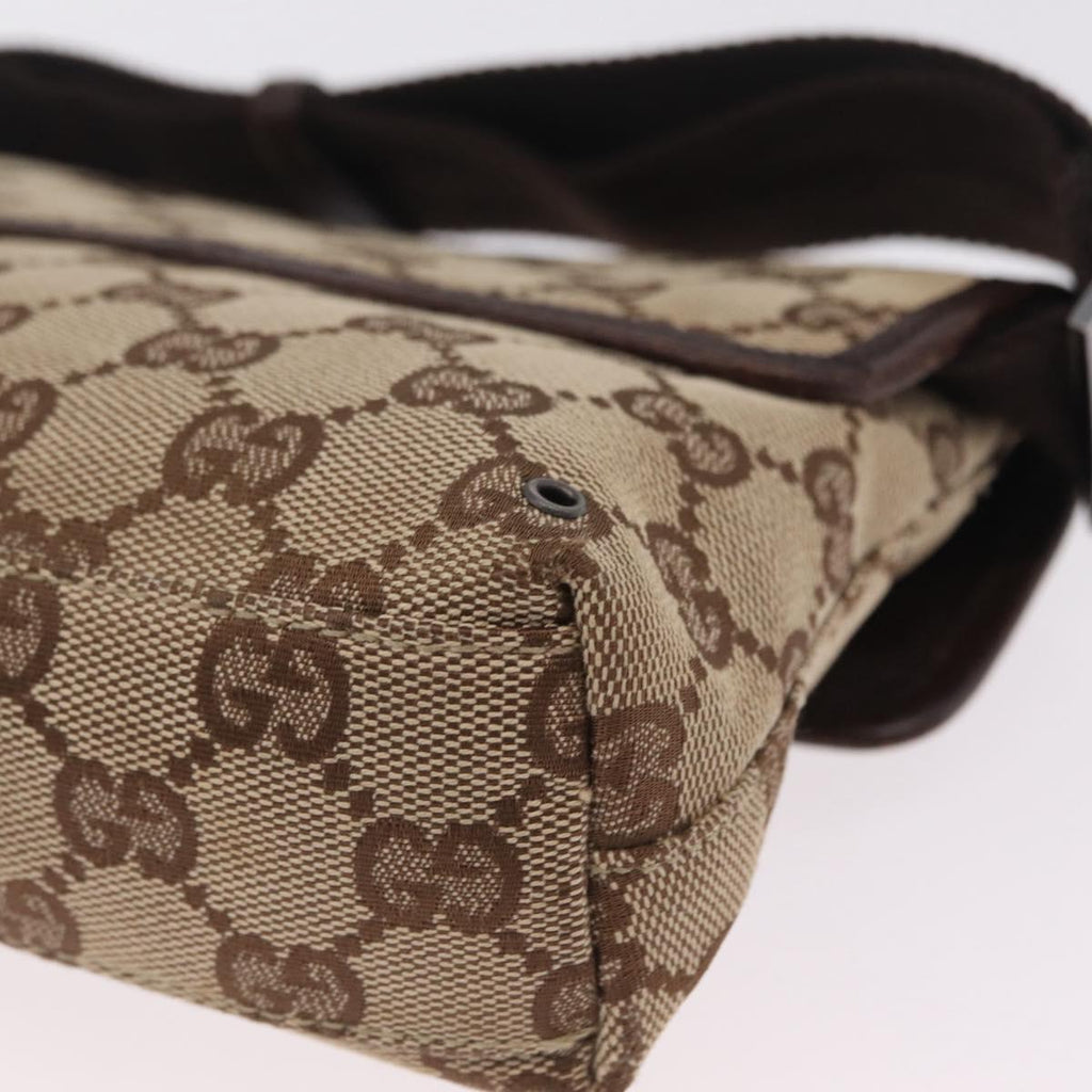 GUCCI GG Canvas Waist bag Beige Silver 92543 Auth ka6823