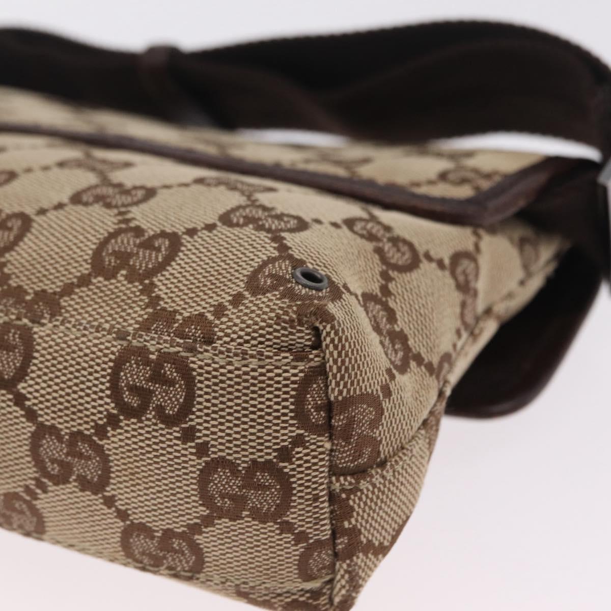 GUCCI GG Canvas Waist bag Beige Silver 92543 Auth ka6823