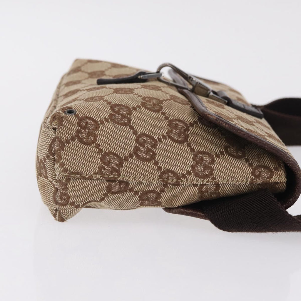 GUCCI GG Canvas Waist bag Beige Silver 92543 Auth ka6823