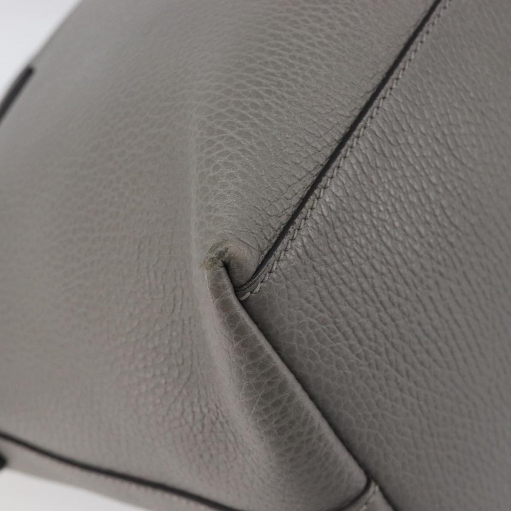 GUCCI Hand Bag Leather Outlet Gray Gold Tone 449651 Auth LN014