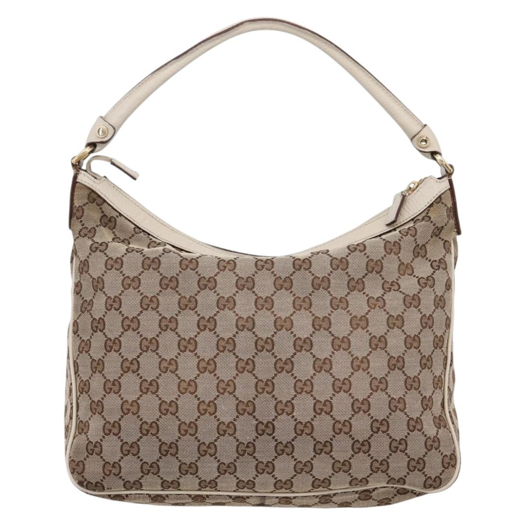 GUCCI GG Canvas Abbey Shoulder Bag Beige Gold Tone 153025 Auth LN025