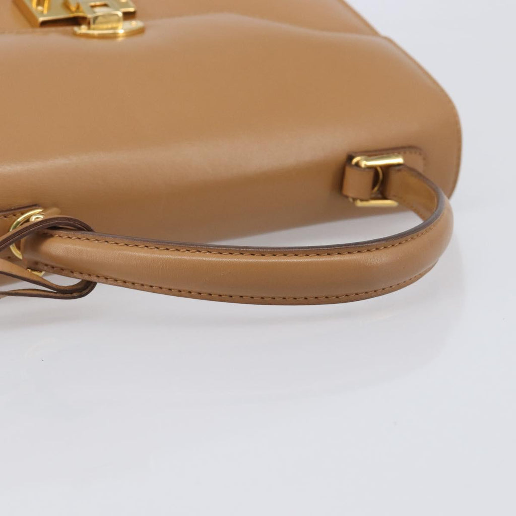 GUCCI Hand Bag Leather Beige Gold Tone 000 256 0192 Auth LN050