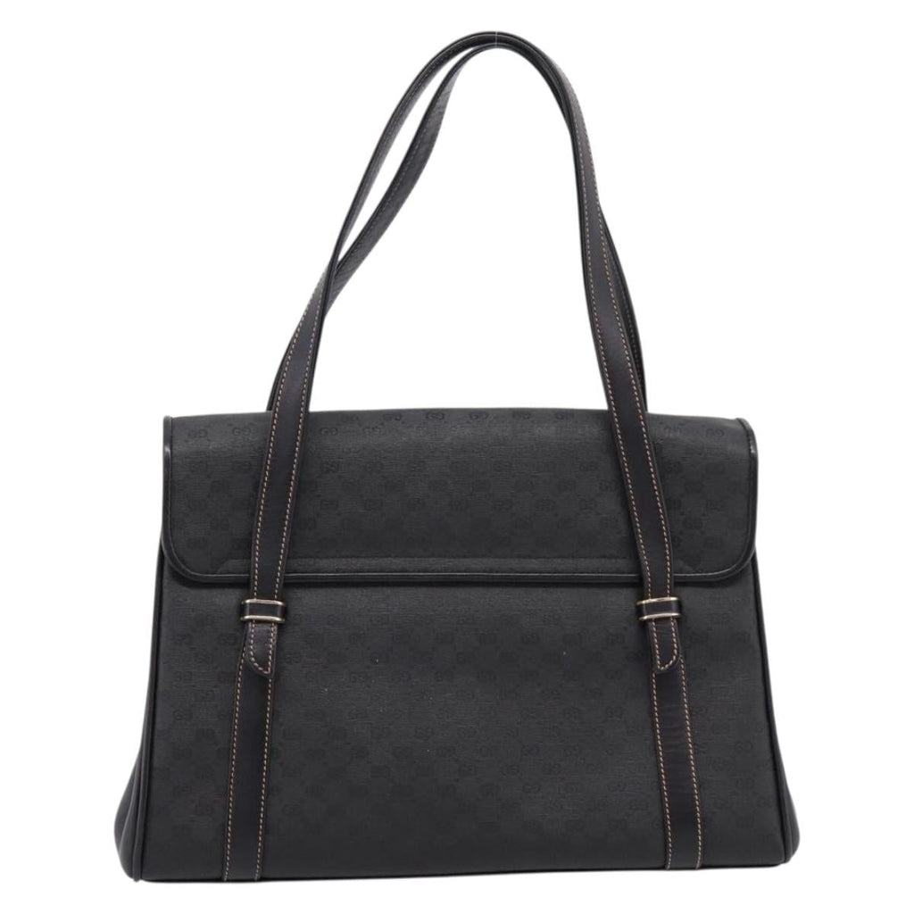 GUCCI Micro GG Hand Bag PVC Black Gold Tone 000 46 4857 Auth mr3118