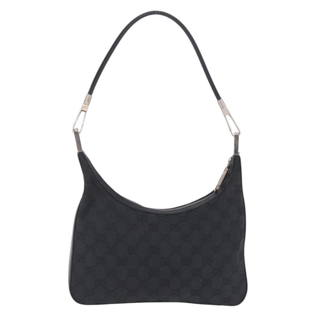 GUCCI GG Canvas Shoulder Bag Black Silver 001 3812 2123 Auth mr3137