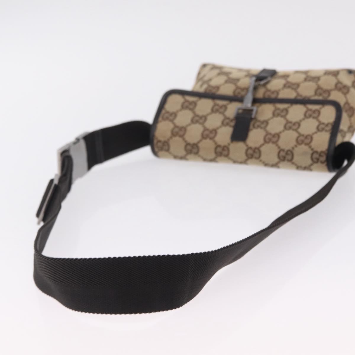 GUCCI GG Canvas Waist bag Beige Silver 92543 Auth mr3166
